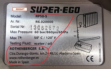 Ручной опрессовочный насос RP 50S SUPER EGO